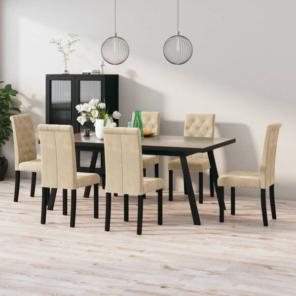 vidaXL Sillas de comedor 6 unidades de terciopelo crema