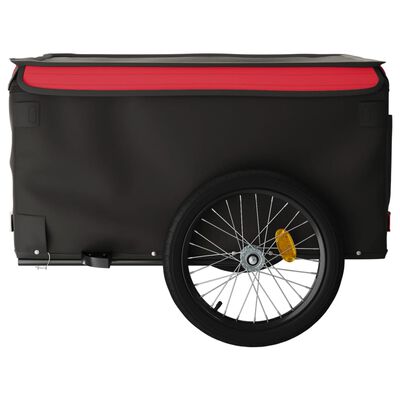 vidaXL Remolque para bicicleta hierro negro y rojo 45 kg