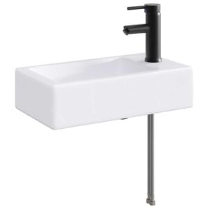 vidaXL Lavabo de ba&ntilde;o con grifo y desag&uuml;e Negro Mate