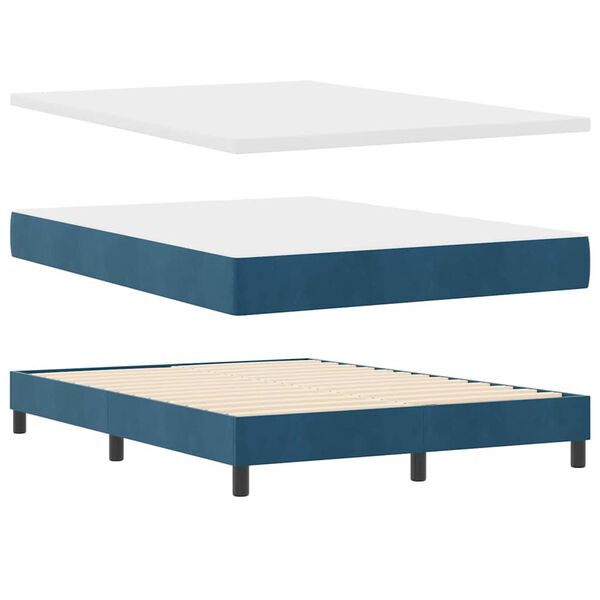 vidaXL Cama tipo Box Spring Azul oscuro 160 x 200 cm Terciopelo