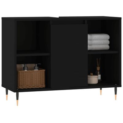 vidaXL Mueble de baño madera de ingeniería negro 80x33x60 cm