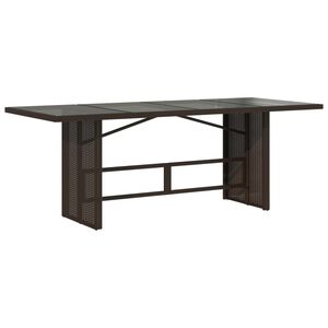 vidaXL Mesa de jard&iacute;n superficie vidrio rat&aacute;n PE marr&oacute;n 190x80x75 cm