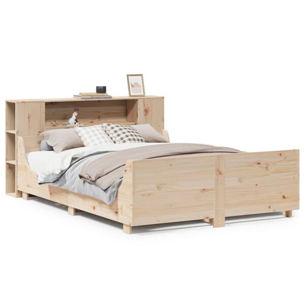 vidaXL Estructura de cama sin colch&oacute;n madera de pino blanca 140x200 cm