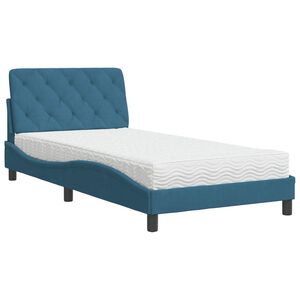 vidaXL Cama con colch&oacute;n terciopelo azul 100x200 cm