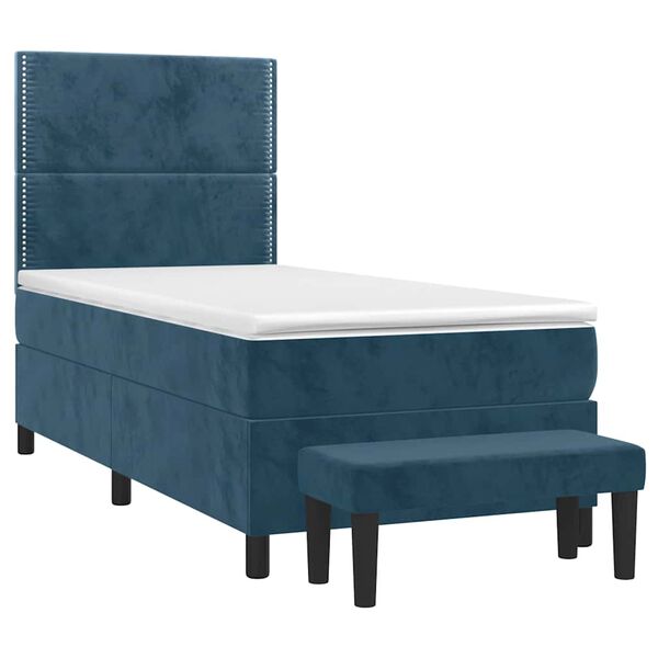vidaXL Cama box spring con colch&oacute;n terciopelo azul oscuro 100x200 cm