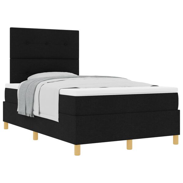 vidaXL Cama tipo Box Spring con colch&oacute;n Negro 120 x 200 cm tela