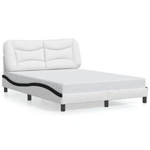 vidaXL Estructura de cama sin colch&oacute;n Hvar cuero sint&eacute;tico blanco negro 120x200cm