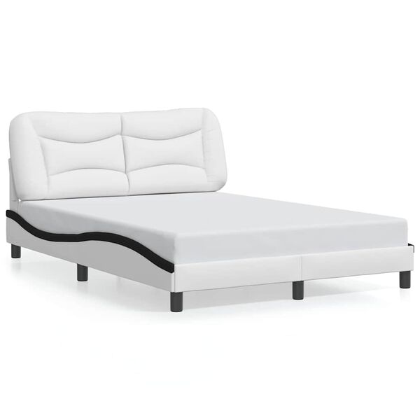 vidaXL Estructura de cama sin colch&oacute;n Hvar cuero sint&eacute;tico blanco negro 120x200cm