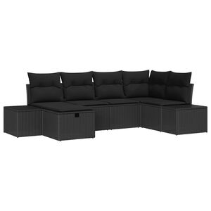 vidaXL Conjunto de sof&aacute; de jard&iacute;n 6 pcs Negro rat&aacute;n sint&eacute;tico