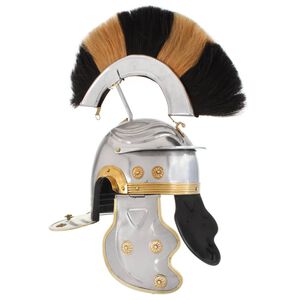vidaXL R&eacute;plica de casco de soldado romano rol en vivo acero plateado