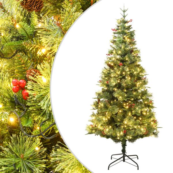 vidaXL &Aacute;rbol de Navidad con luces y pi&ntilde;as PVC PE verde 150 cm