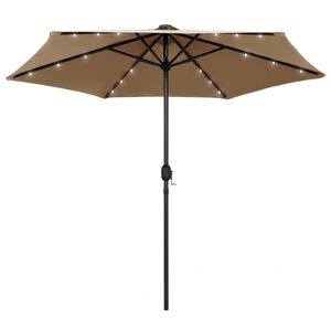vidaXL Sombrilla de jard&iacute;n con luces LED palo de aluminio taupe 270 cm