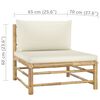 vidaXL Set de muebles de jardín 6 piezas bambú y cojines blanco crema