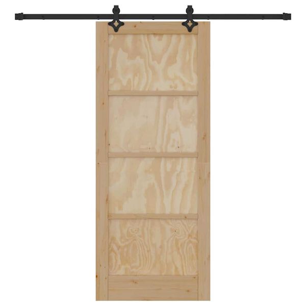 vidaXL Puerta Corredera Natural y negro 83 x 202 cm