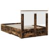 vidaXL Estructura de cama con cabecera Roble ahumado 135 x 190 cm