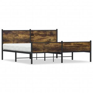 vidaXL Estructura de cama sin colch&oacute;n metal roble ahumado 183x213 cm