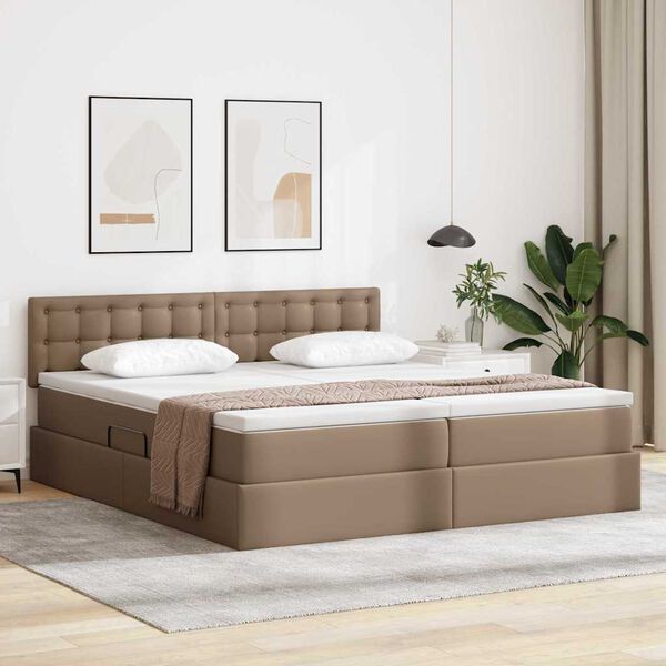 vidaXL Cama con almacenamiento Capuchino 180 x 200 cm Cuero sint&eacute;tico