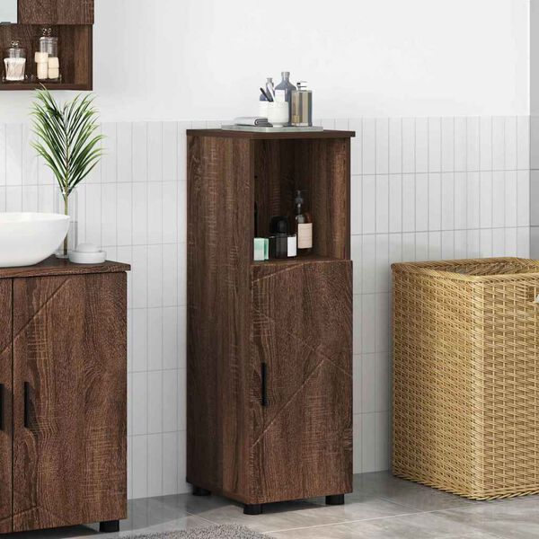vidaXL Gabinete de Ba&ntilde;o con puerta Roble Marr&oacute;n 30 x 35 x 95 cm