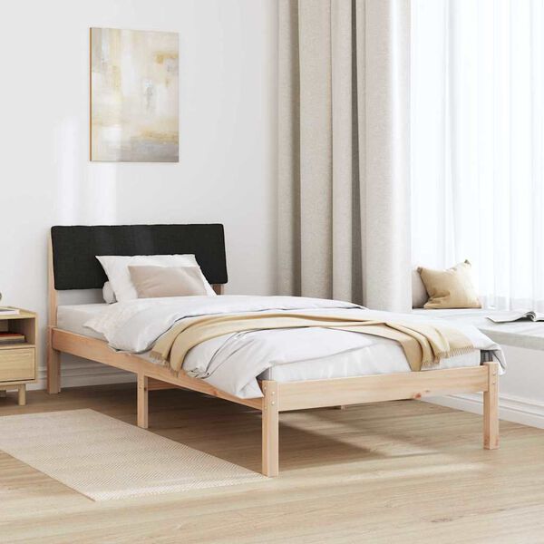 vidaXL Estructura de cama con cabecera Marr&oacute;n y negro 90 x 200 cm
