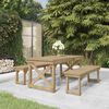 vidaXL Set de comedor para jard&iacute;n 3 pzas madera maciza pino impregnada