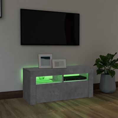 vidaXL Mueble de TV con luces LED gris hormigón 90x35x40 cm