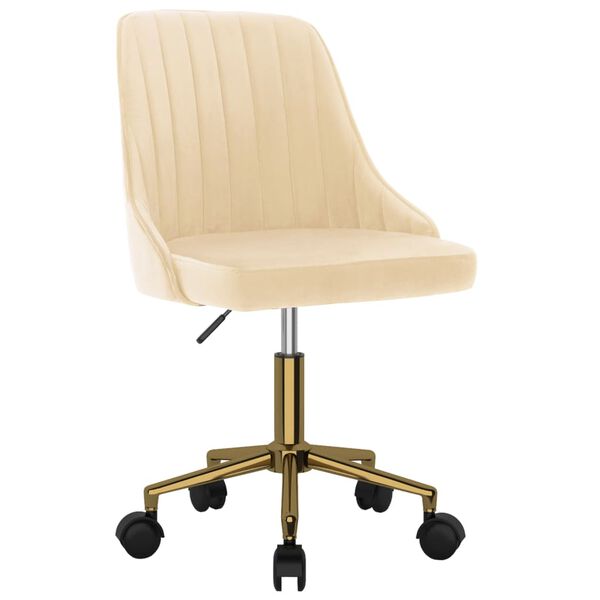 vidaXL Silla de comedor giratoria de terciopelo crema