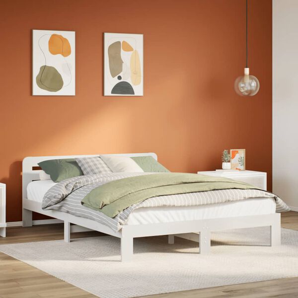 vidaXL Estructura de cama sin colch&oacute;n madera maciza blanca 120x190 cm