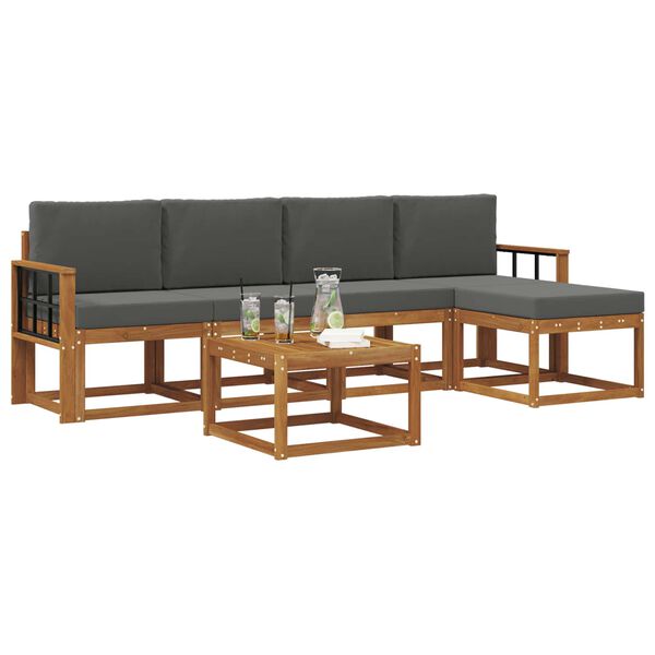 vidaXL Conjunto de sof&aacute;s de exterior 6 pcs Natural y Antracita