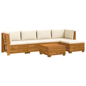 vidaXL Conjunto de sof&aacute;s de exterior con coj&iacute;n 6 Pieza Marr&oacute;n