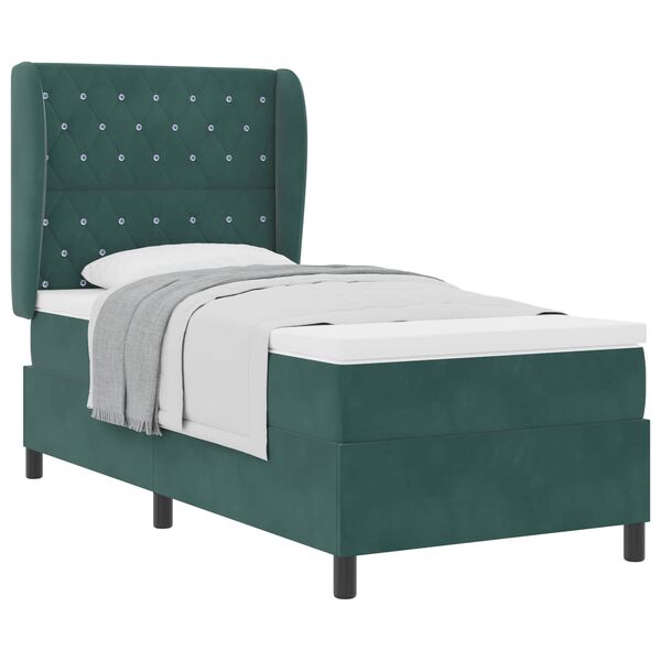 vidaXL Cama tipo Box Spring Verde oscuro 200 x 90 cm Poli&eacute;ster