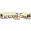 vidaXL Conjunto de sof&aacute;s de exterior con coj&iacute;n 8 pcs Natural y Crema