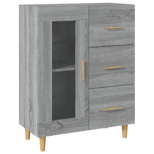 vidaXL Aparador de madera de ingeniería gris Sonoma 69,5x34x90 cm