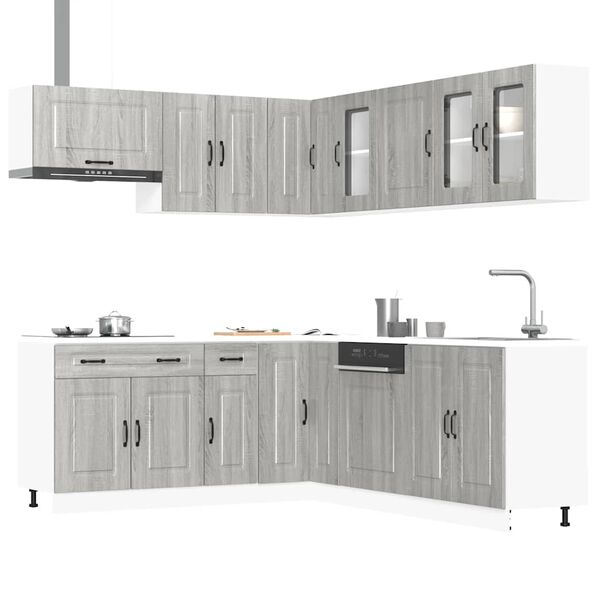 vidaXL Mueble cocina Kalmar sonoma gris 11 pzas madera contrachapada