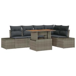 vidaXL Conjunto de sof&aacute; de jard&iacute;n 6 pcs Gris Polirat&aacute;n