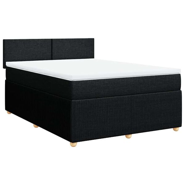 vidaXL Cama box spring con colch&oacute;n tela negro 160x200 cm