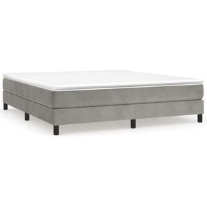 vidaXL Cama box spring con colch&oacute;n terciopelo gris claro 160x200 cm