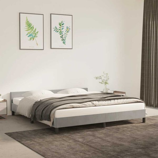 vidaXL Estructura de cama sin colch&oacute;n terciopelo gris claro 160x200 cm