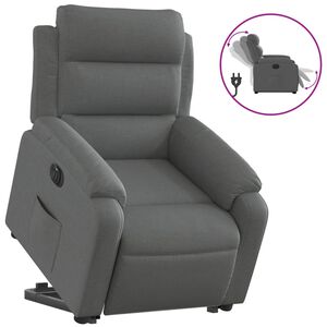 vidaXL Sill&oacute;n el&eacute;ctrico reclinable elevable de tela gris oscuro