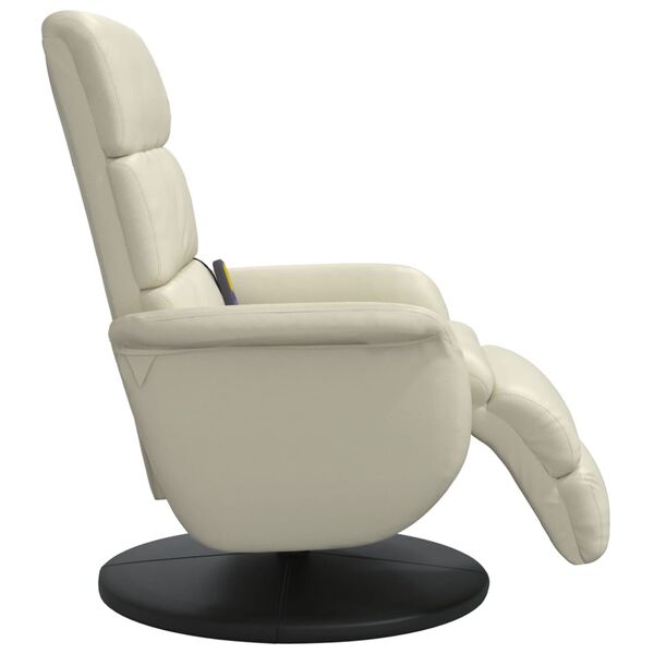 vidaXL Sill&oacute;n reclinable masaje con reposapi&eacute;s cuero sint&eacute;tico crema
