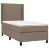 vidaXL Cama box spring colch&oacute;n y luces LED tela gris taupe 90x190 cm