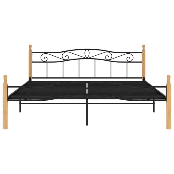 vidaXL Estructura cama sin colchón metal madera roble negro 200x200 cm