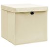 vidaXL Cajas de almacenaje con tapas 4 uds tela crema 32x32x32 cm