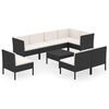 vidaXL Set de muebles de jard&iacute;n 9 pzas y cojines rat&aacute;n sint&eacute;tico negro
