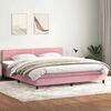 vidaXL Cama box spring con colch&oacute;n y LED terciopelo rosa 180x210 cm
