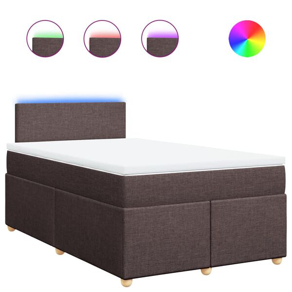 vidaXL Cama box spring con colchón tela marrón oscuro 120x190 cm