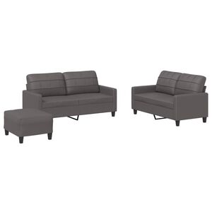 vidaXL Juego de sof&aacute;s con cojines 3 piezas cuero sint&eacute;tico gris