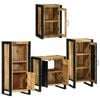 vidaXL Juego de muebles de ba&ntilde;o 4 pcs Marr&oacute;n Madera de mango s&oacute;lido