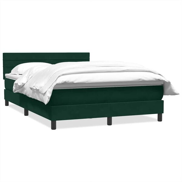 vidaXL Cama box spring con colch&oacute;n terciopelo verde oscuro 160x220 cm