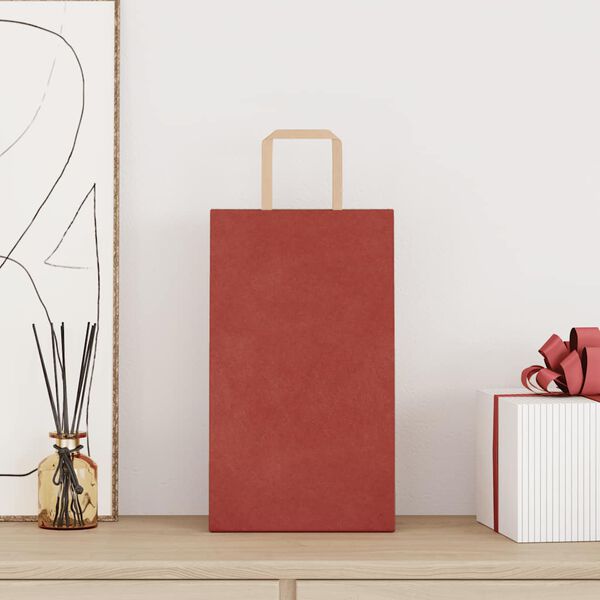 vidaXL Bolsas de papel con asas 250 uds rojo 21x11x36 cm
