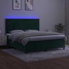 vidaXL Cama box spring colch&oacute;n y LED terciopelo verde oscuro 160x200cm